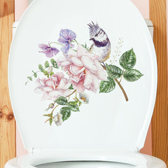 外貿清新花朵小鳥馬桶貼衛生間宿舍家居裝飾牆貼貼紙自粘批發跨境