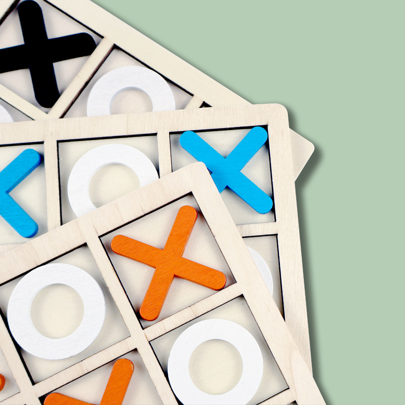 Weiweihu Wood XO Tic Tac Tac Tac para niños Entrenamiento de pensamiento lógico Interacción entre padres e hijos Juego de mesa doble Juguetes de ajedrez
