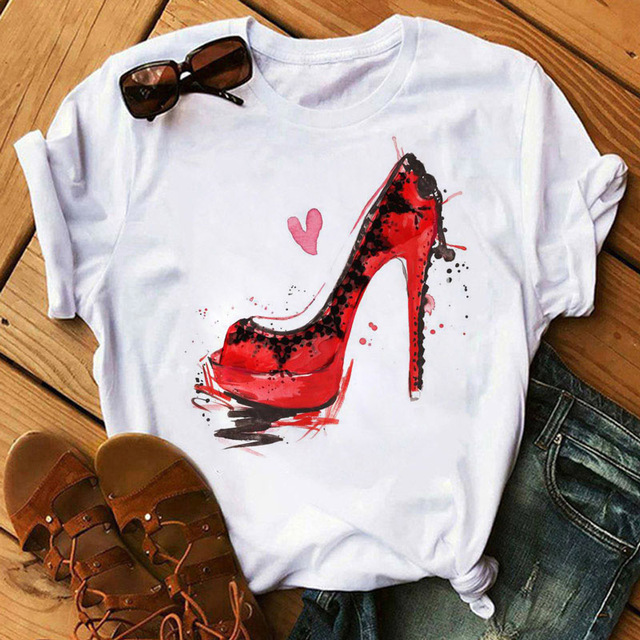 fashion heels printed tee NSATE60985