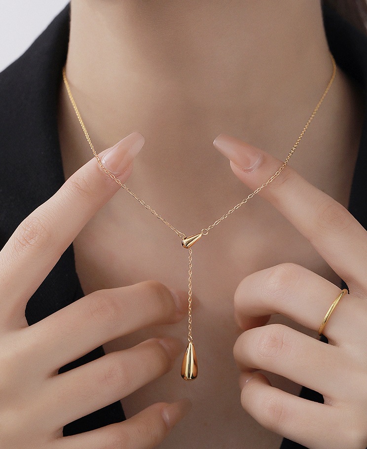 6g Weight Pendant Necklace Classification 1 Piece Quantity Daily Occasion Titanium Steel Material Water Droplets Pattern Women'S Gender Plating Design Fashion Style Fashion Water Droplets Titanium Steel Plating Pendant Necklace 1 Piece 7