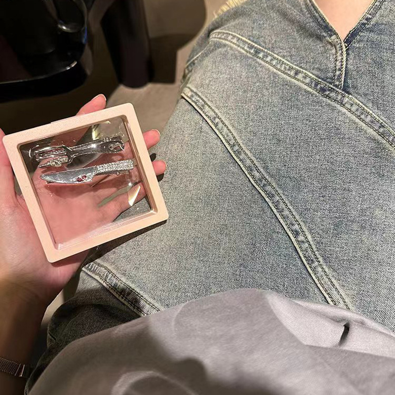 Fermagli per capelli a forma di coltello e forchetta in metallo_voghion.com