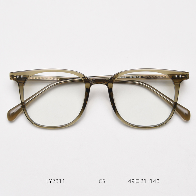 New Student Artistic Myopia Glasses Frame Unisex Popular Online Style Plain Square Acetate Temples_voghion.com
