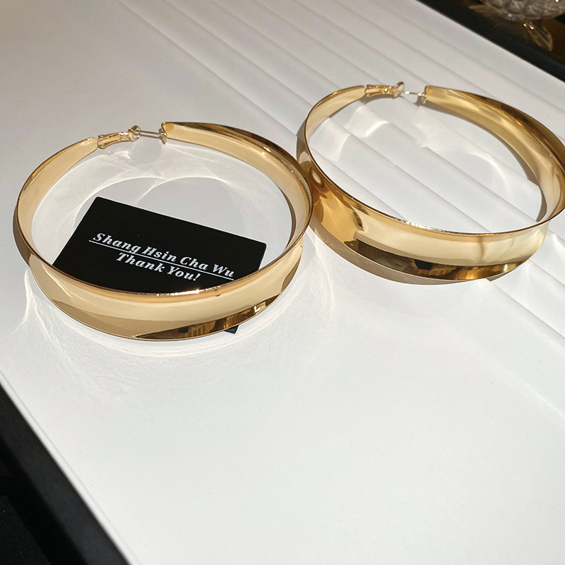 Agujas de plata transfronterizas Pendientes de anillo de sentido premium exagerados europeos y americanos Pendientes de atmósfera de moda Pendientes de lujo ligero Pendientes de temperamento femenino