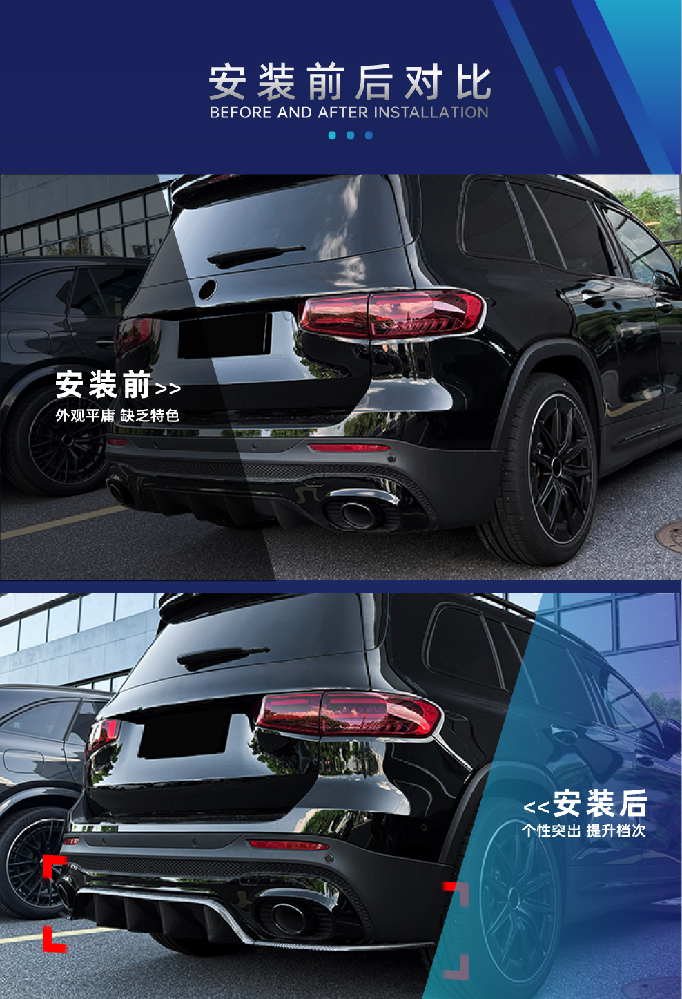 Suitable for Mercedes-Benz GLB X247 GLB35 AMG Line 2020-2026 rear lip spoiler modification