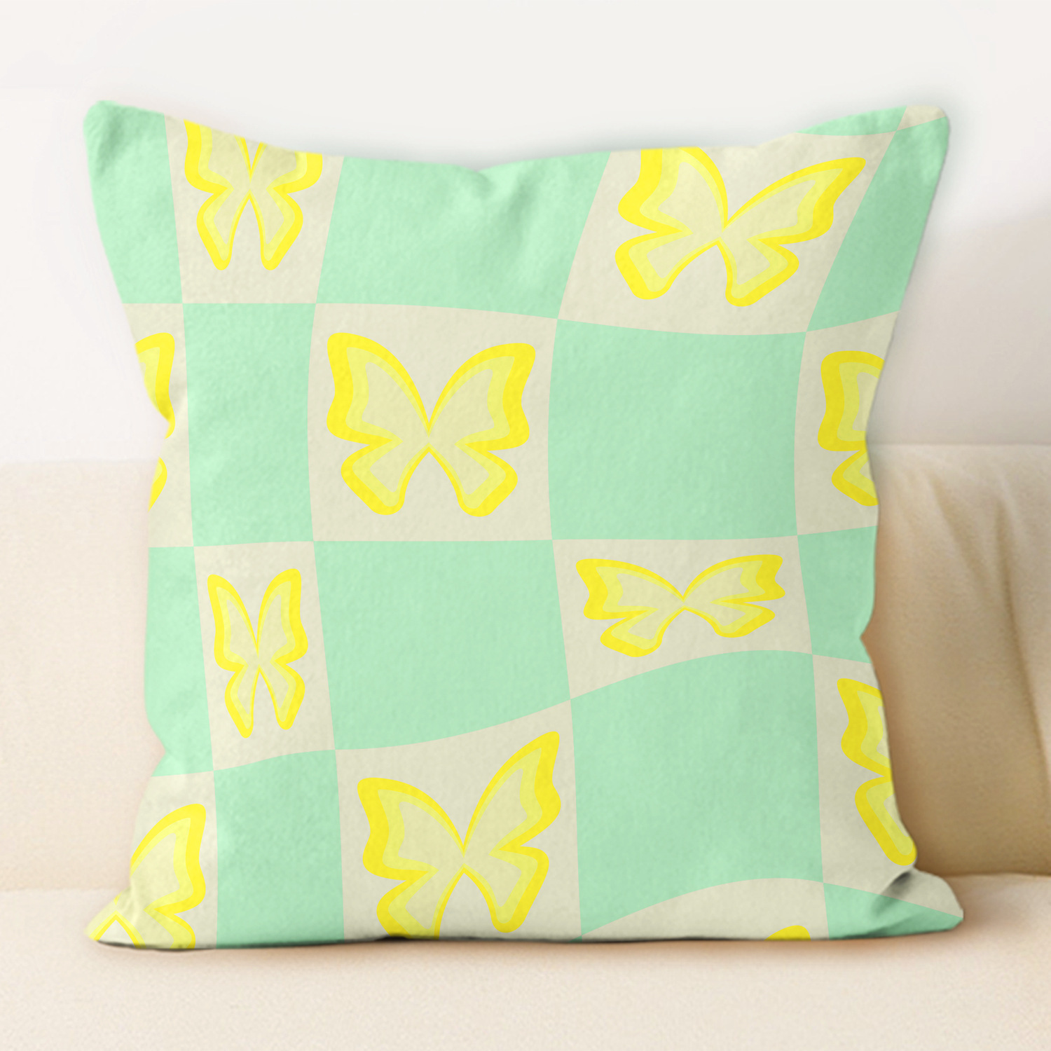 Almohada vaporwave estilo ins para niñas, cojín moderno para sofá de casa, almohada cuadrada de felpa para oficina, venta al por mayor