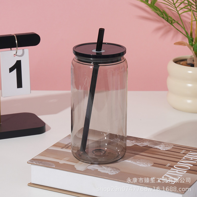 跨境糖果色pc塑料杯16oz环保塑料梅森杯工厂直出大容量水杯可logo|undefined