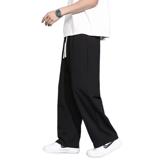 Black Sweatpants Men's Spring and Summer Loose Casual Straight Pants Boys Pants Plus Large Size Wide Leg Sports Pants