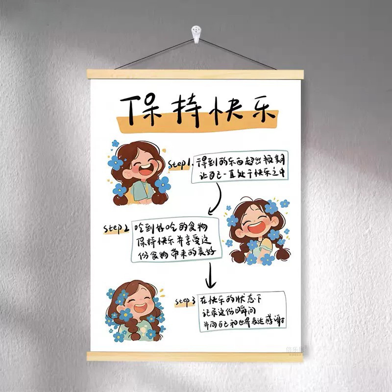 まずは幸せになってください、感情的に安定したアーティファクト装飾画、癒しのテキスト吊り下げ絵画、内部摩擦を拒否する寝室の壁画|undefined
