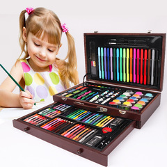 兒童繪畫套裝123PCS生日聚會禮物 美術畫具畫筆套裝 木質繪畫套裝