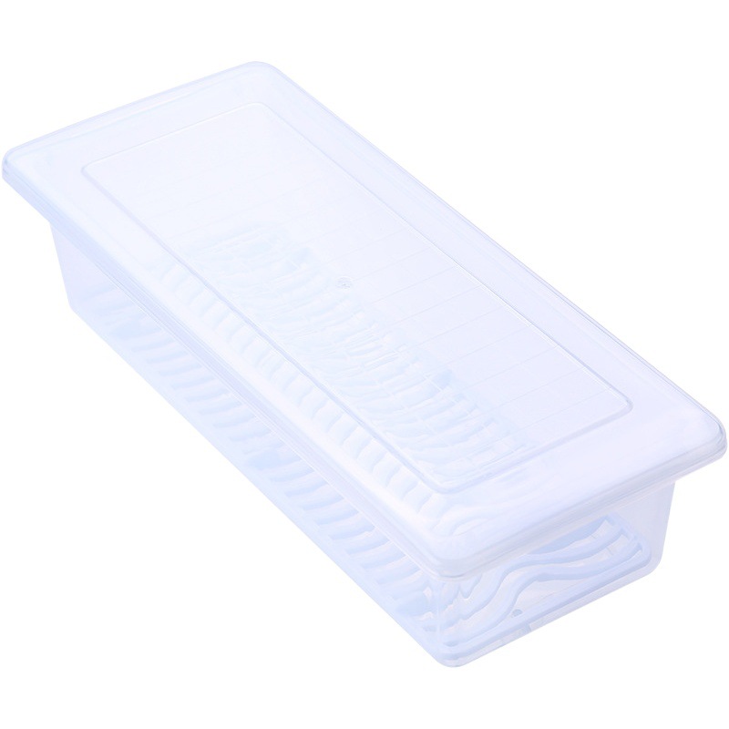 Rectangular transparente refrigerador crisper gabinete multi-grano caja de plástico de almacenamiento congelado con Capa de drenaje
