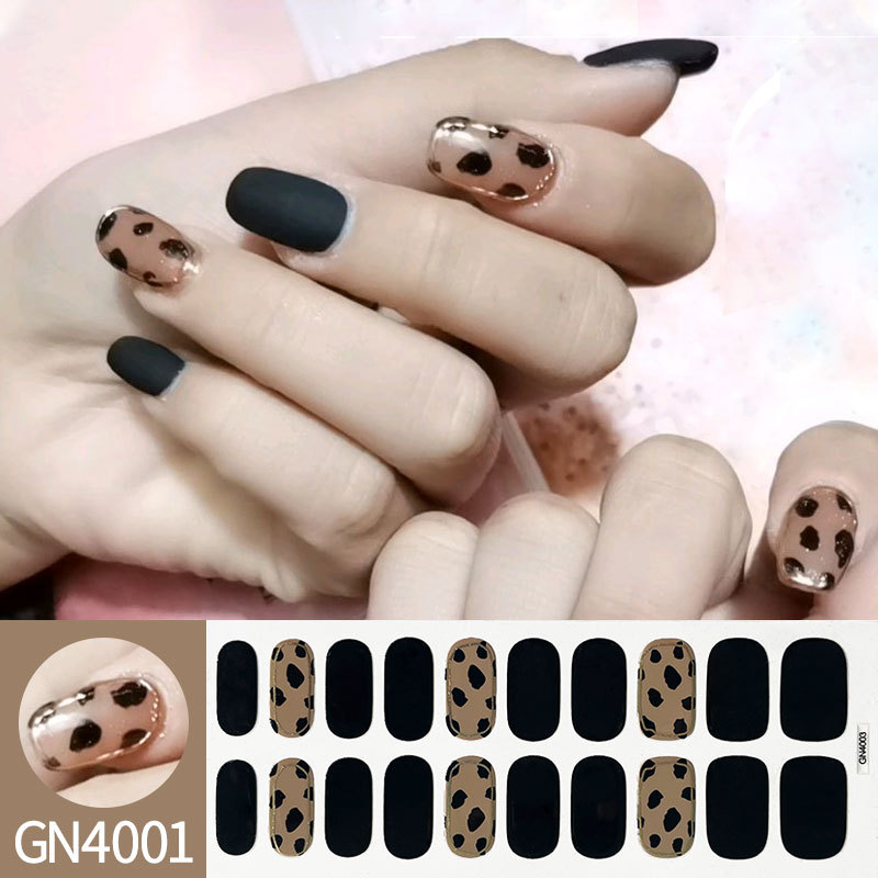 Ou Nai 20 refers to baking-free gel nail stickers Little Red Riding Book with simple grid line nail stickers a generation of hair