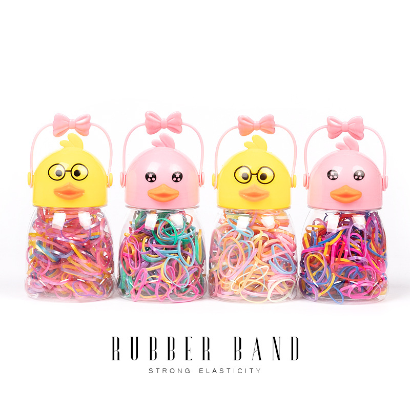 Nueva lindo barril tocado color negro fuerte tirón constantemente banda de pelo pequeña banda de goma para niños cuerda de pelo banda de goma desechable