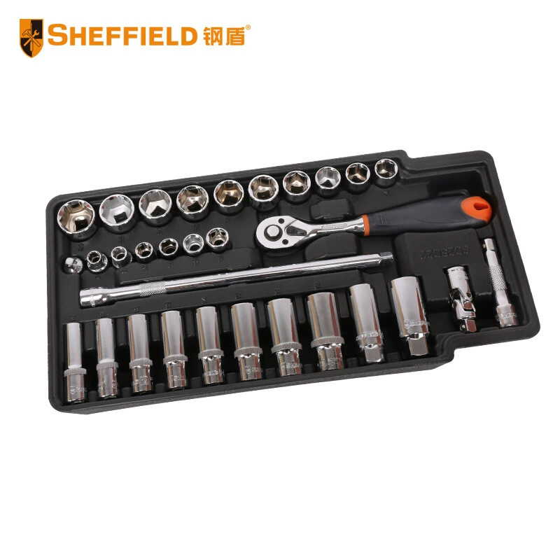 Steel Shield S025022 Набор торцевых ключей серии 10 мм, 31 предмет, набор ключей с трещоткой, ремонт машины, авторемонт