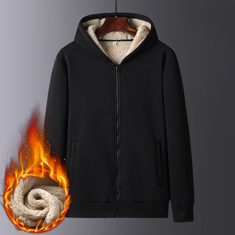Otoño y invierno de gran tamaño con camisa de terciopelo para hombres algodón con capuz camisa de cordero de cachemira gruesa abrigo cálido para hombres LOGO