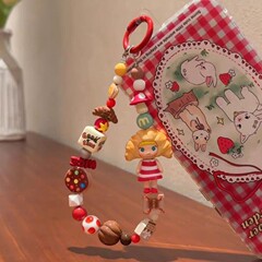 手作盲盒改娃牛角包茉莉手机壳挂绳DIY饰品挂件个性可爱手机链