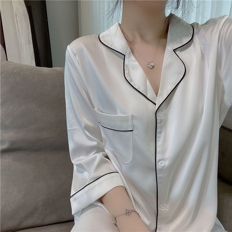 批发衬衫裙女性感韩版宽松睡裙女夏季仿真丝中袖睡衣女夏天家居服