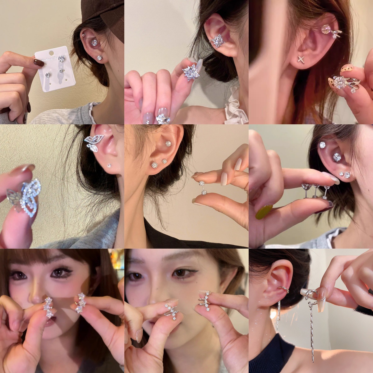 flash zircon ear clip daily commuter‘s all-matching elegant no ear piercing required ear clip sense light luxury and simplicity earrings