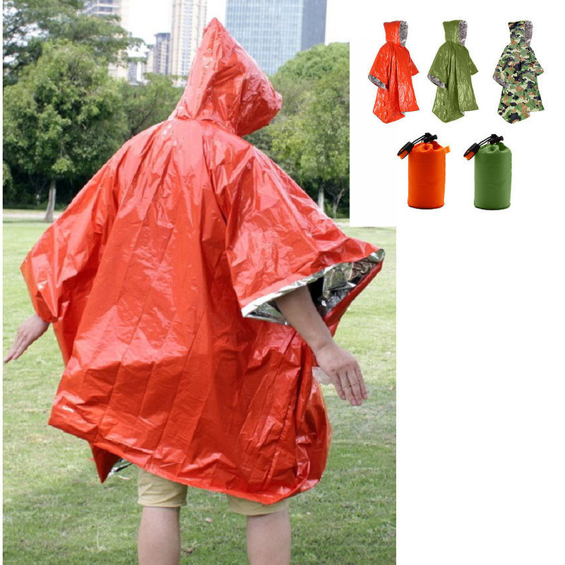 Outdoor Disposable PE Orange First Aid Insulation Raincoat Adventure Raincoat Thickened Emergency Raincoat