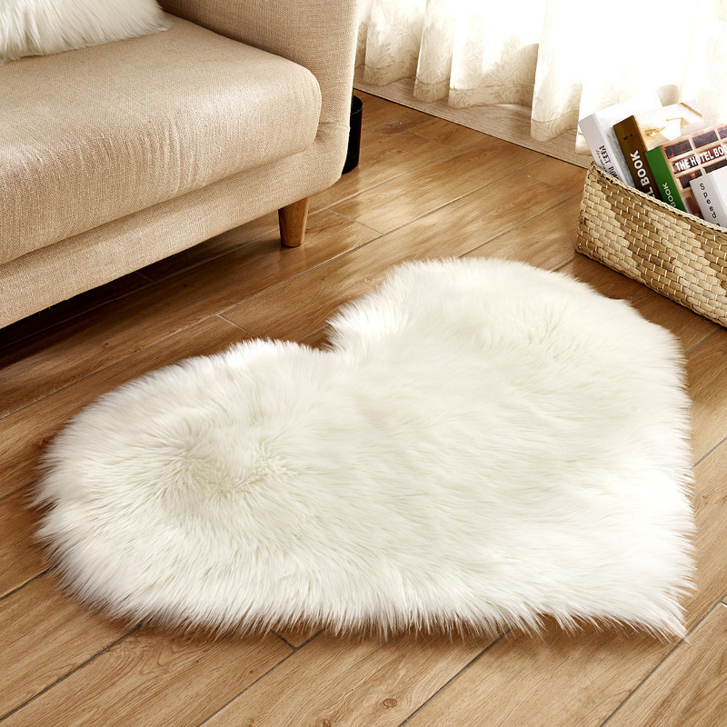 Imitation Wool Cross-Border Heart-Shaped Carpet Floor Mats Long-Haired Carpet Plush Home Carpet Living Room Bedroom Wholesale