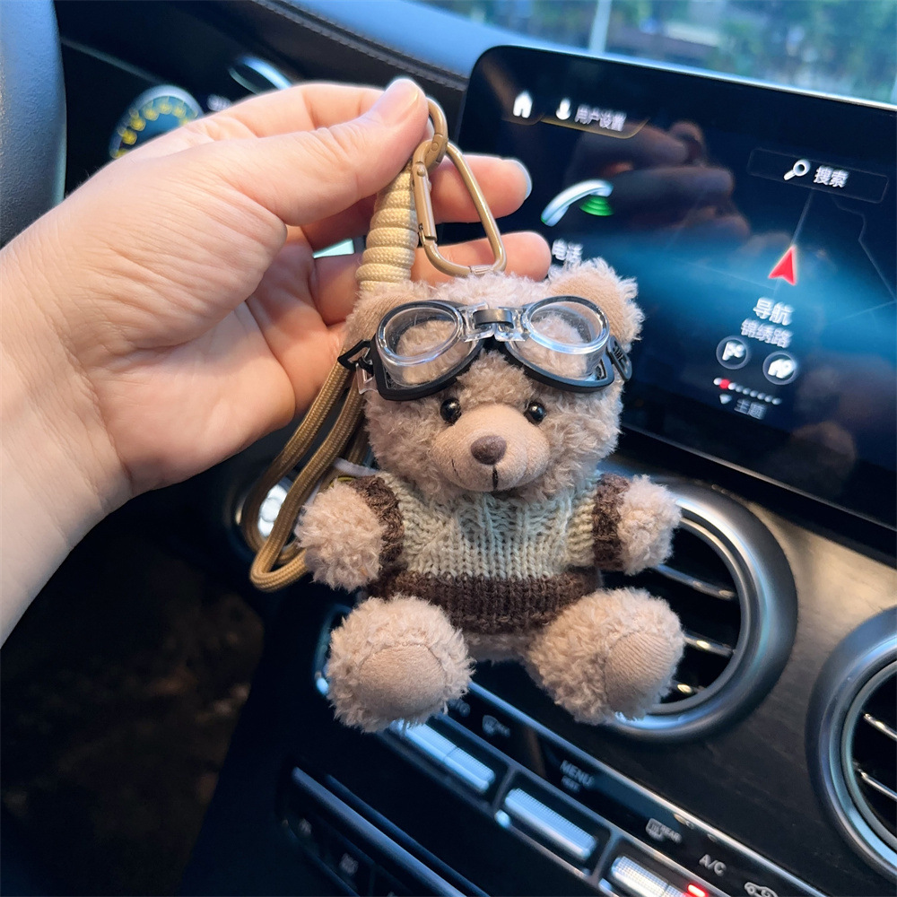 Red popularidad de aire de oso llavero de dibujos animados de alta calidad muñeca de peluche lindo bolso colgante llave del coche mujer