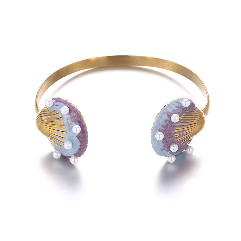 Tina Europa y los Estados Unidos transfronterizos de acero inoxidable pulsera de conchas de gradiente púrpura temperamento único exagerado moda moda joyería de mano mujer