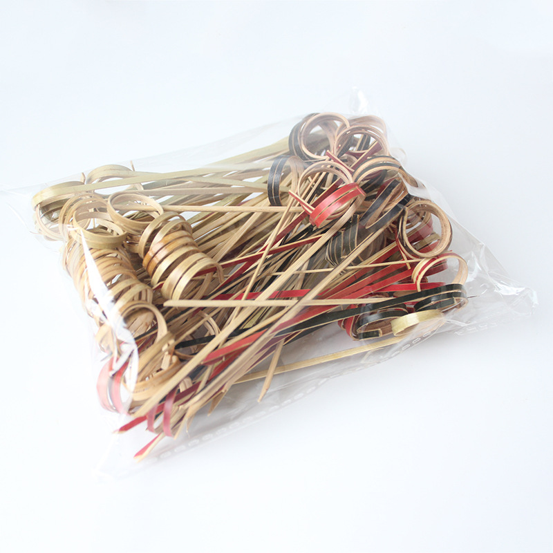 Palo de bambú desechable anillo cian Cadena 100 unids/bolsa palo decorativo palo de fruta productos de bambú hechos a mano Amazon al por mayor