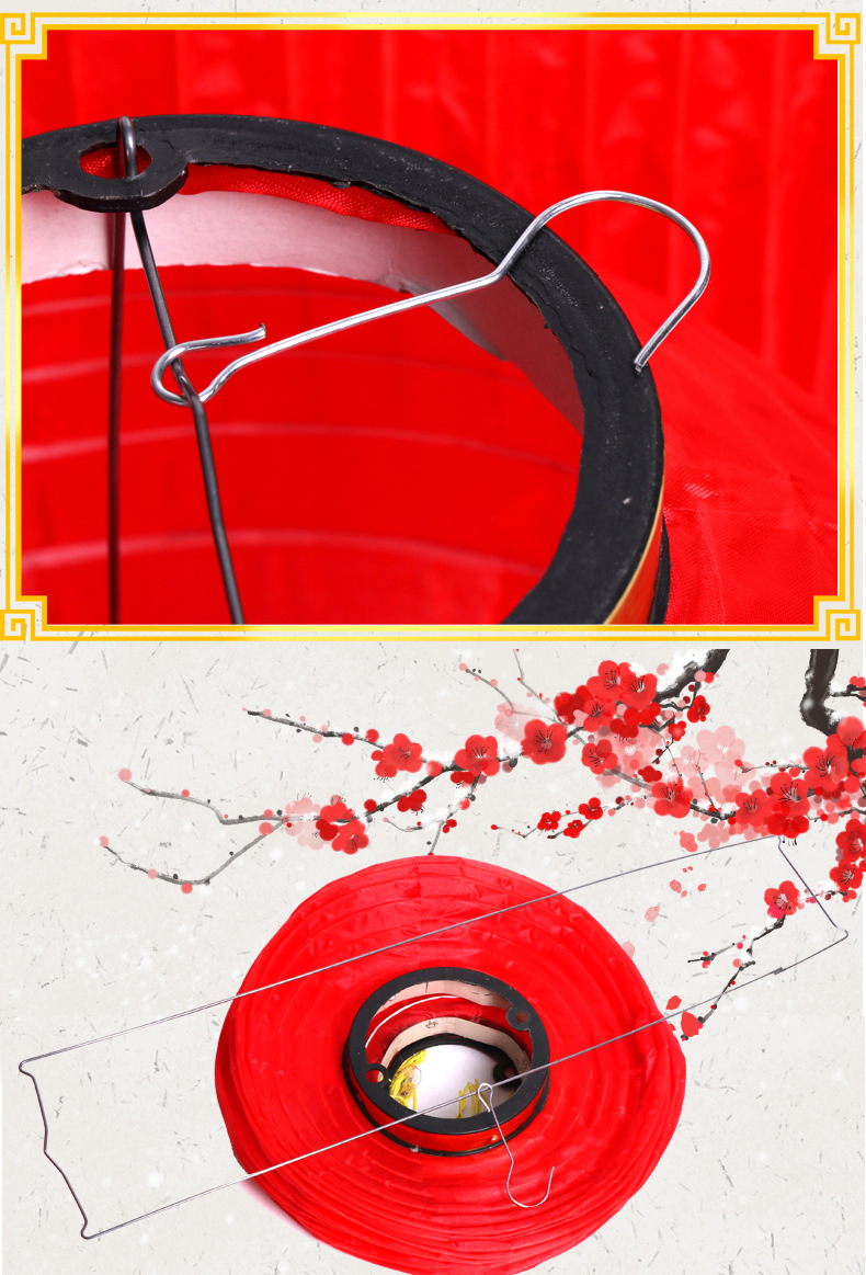 厂家定制日韩式拉丝全红彩色圆形五连串广告灯笼喜庆节日灯笼批发