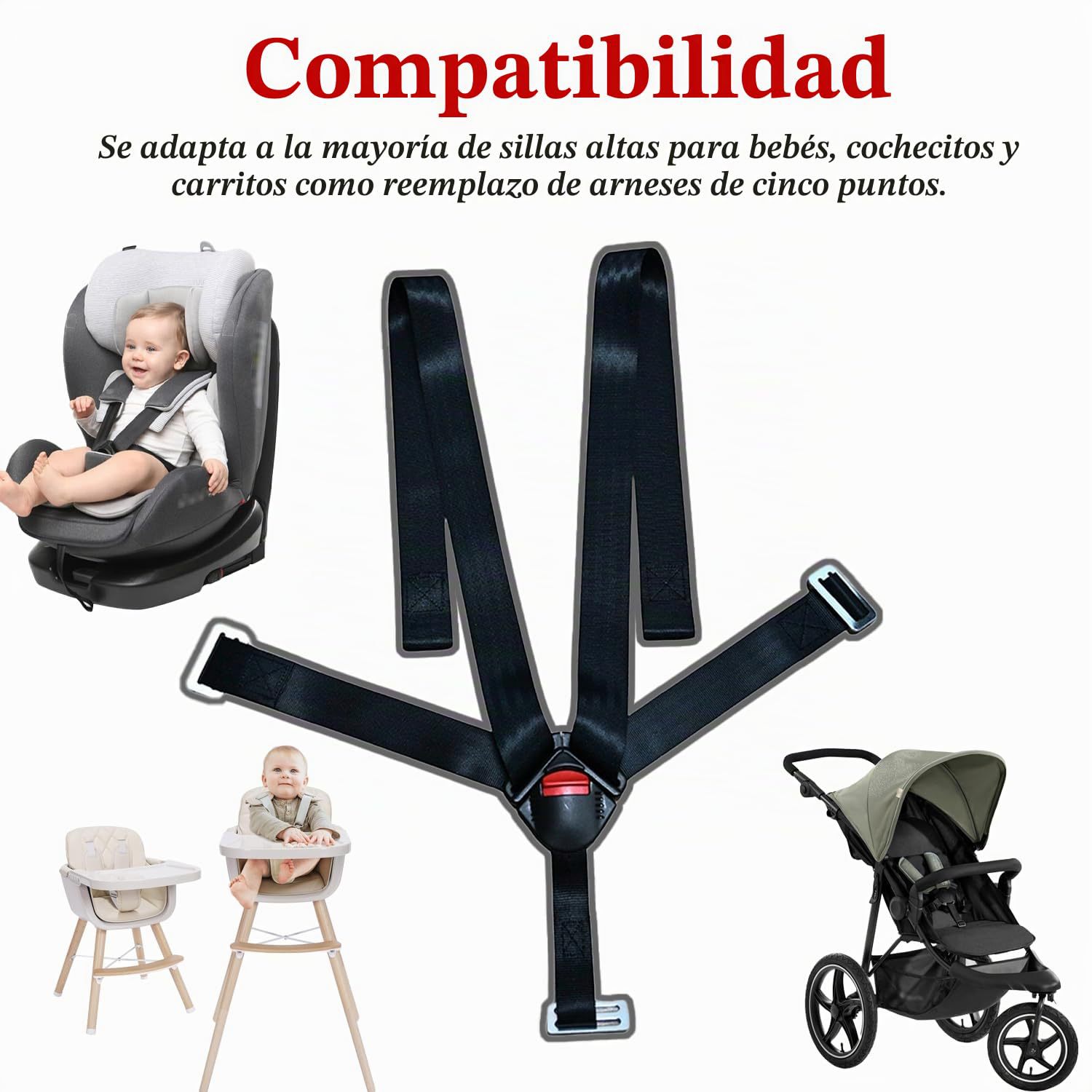 Universal five-point infant car seat safety harness, adjustable shoulder straps, high chair infant chest safety harness, stroller accessories