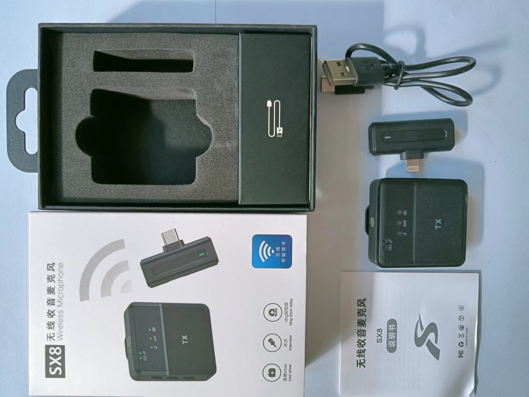 Nuevo micrófono de clip de cuello inalámbrico SX9 transfronterizo, grabación de radio de video corto, transmisión en vivo, micrófono de reverberación inteligente con reducción de ruido