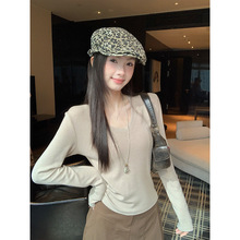 【260克精品羊绒】U领打底衫女内搭秋冬新款高级感磨毛长袖t恤上