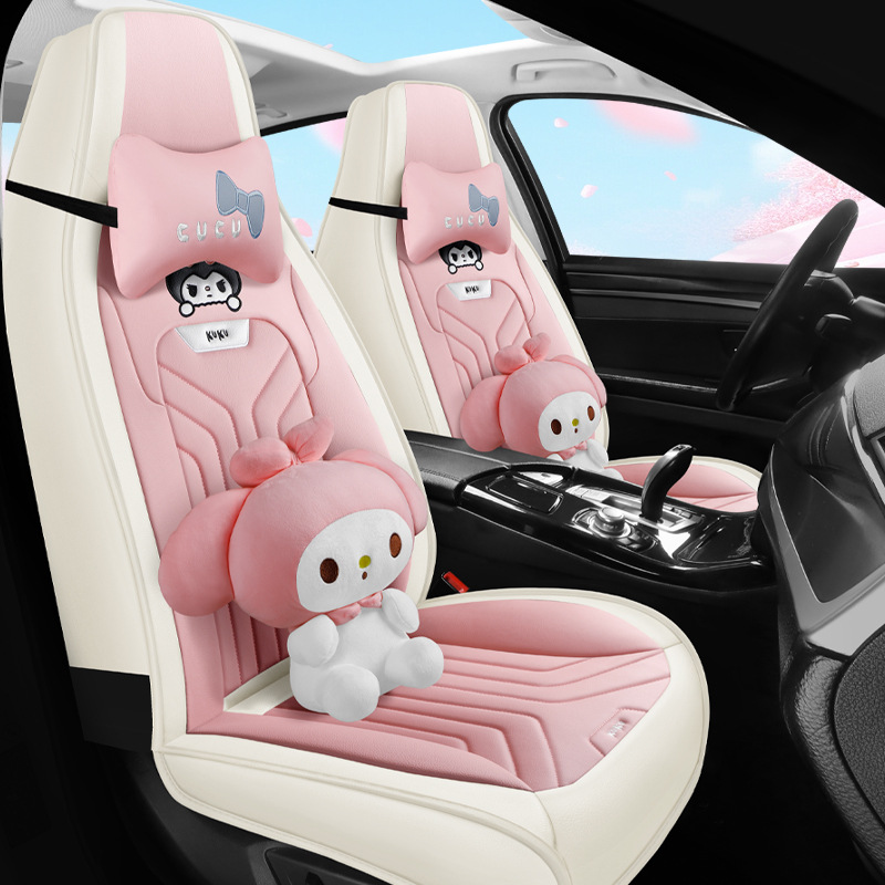 Seat cushion, seat cover | Universal Leather Cartoon Car - cartoon-sweet-pink-integrated-head