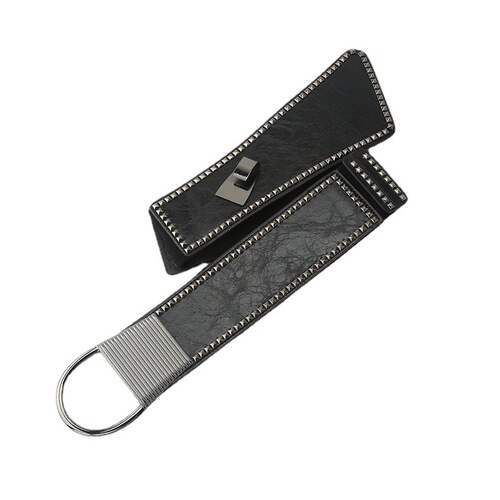 European and American rivet belt for women, decorative, fashionable and versatile, personalized elastic elastic waistband, wide punk style ins cool outer wear