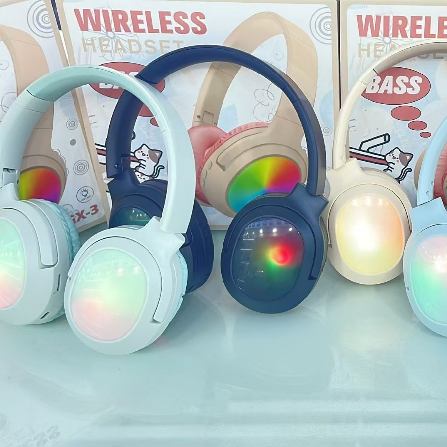 El nuevo auricular Bluetooth luminoso montado en la cabeza transfronterizo GX-3, Bluetooth inalámbrico plegable, auriculares para deportes electrónicos