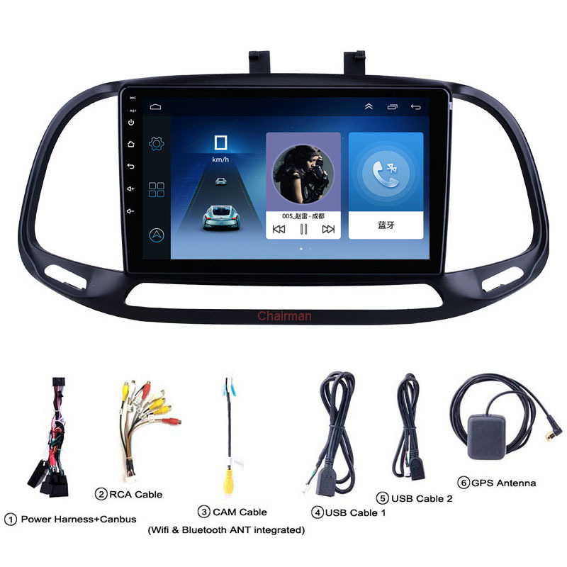 Aplicable a 15-19 Fiat Dobio coche de pantalla grande GPS revertir imagen Bluetooth Android navegación