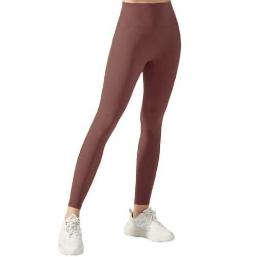 Thermal-lined, thickened no-gap-line polyester/spandex fitness pants for women, warm exercise tights, outdoor yoga attire