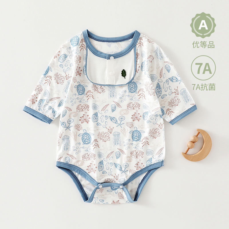 xxbabying婴儿夏季薄款宝宝包屁衣a类空调服连体衣婴幼儿夏天衣服