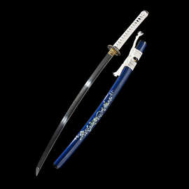 雪莲手工日本刀龙泉市T10钢锻打蓝色外贸批发冷兵器katana 未开刃