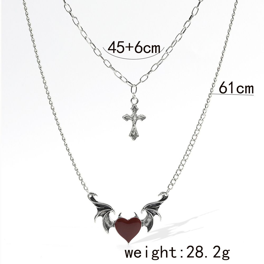 Simple Style Cross Heart Shape Wings Alloy Plating Necklace