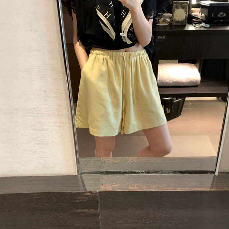 Tencel Linen Casual Short Style for Women 2026 Summer New Korean Style Everyday Versatile Lazy Style Loose Drawstring Tie Tencel Linen Casual Short Style for Women 2026 Summer New Korean Style Everyday Versatile Lazy Style Loose Drawstring Tie