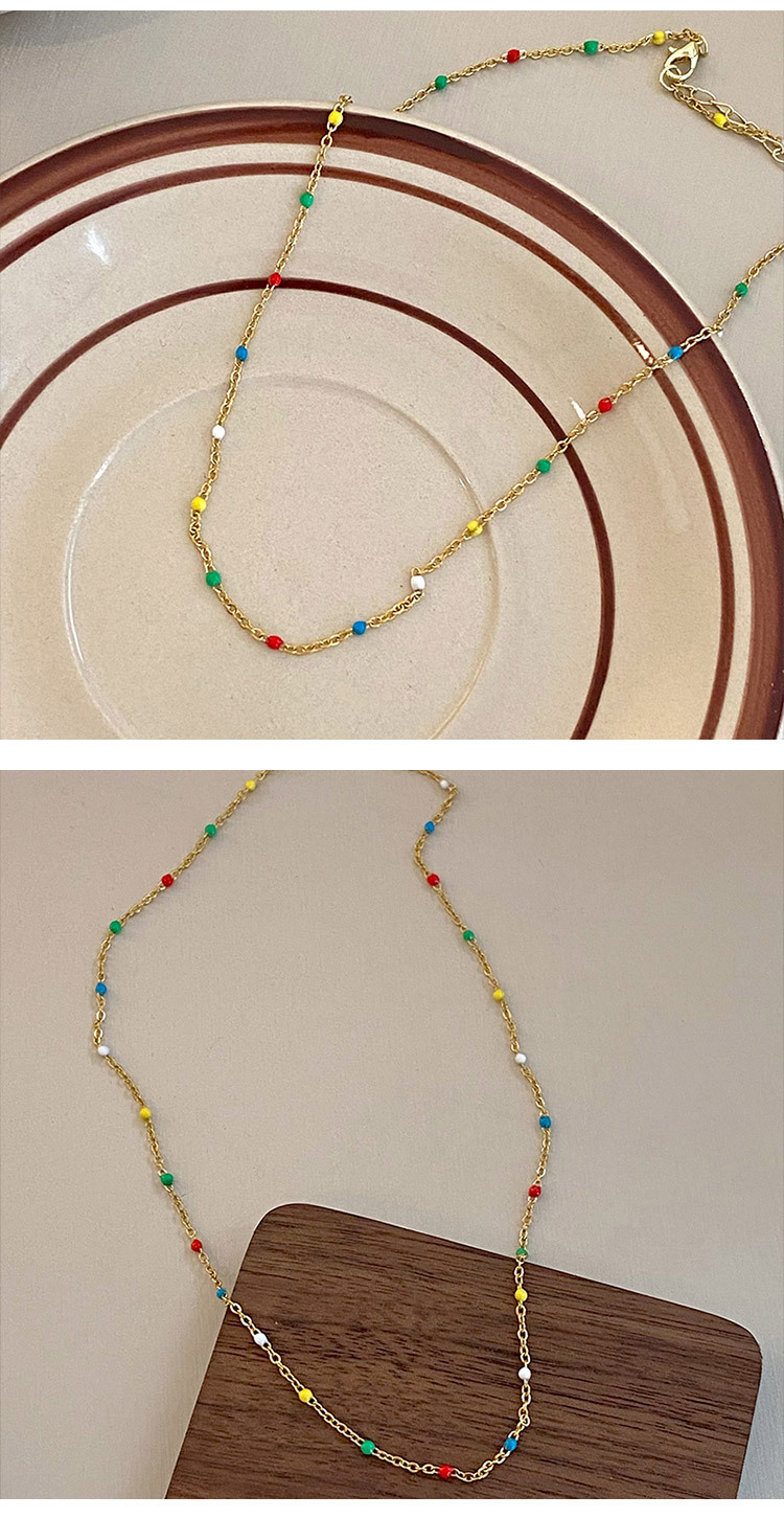 Daily Occasion Copper Material Round Pattern Fashion Round Copper Beaded Necklace 1 Piece