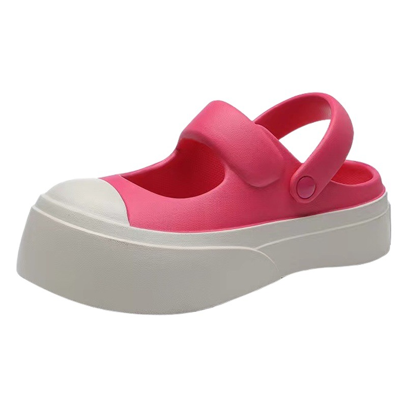 Zhao Lu si mismo estilo Mary Jane fondo grueso cerrado toe zapatillas de infrarrojos desgaste EVA zapatillas de moda de verano