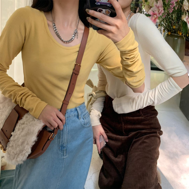 [Ready Stock] Vc Derong Self-Heating Bottoming Shirt for Women in Autumn and Winter New Versatile Round Neck Inner Long-Sleeved Top