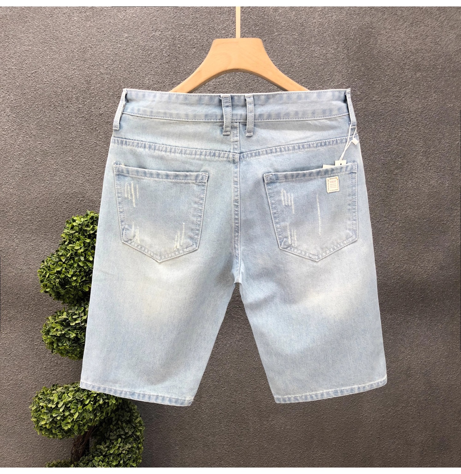 Men's Mid High Waist Denim Shorts Summer Thin Style Casual Loose Straight Leg Five Point Pants New_mkmklike.com