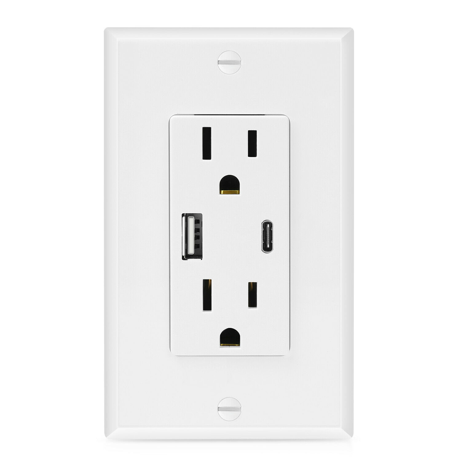 美式插座二位15A美标3极U型插带USB接口带type-c接口电源外贸面板