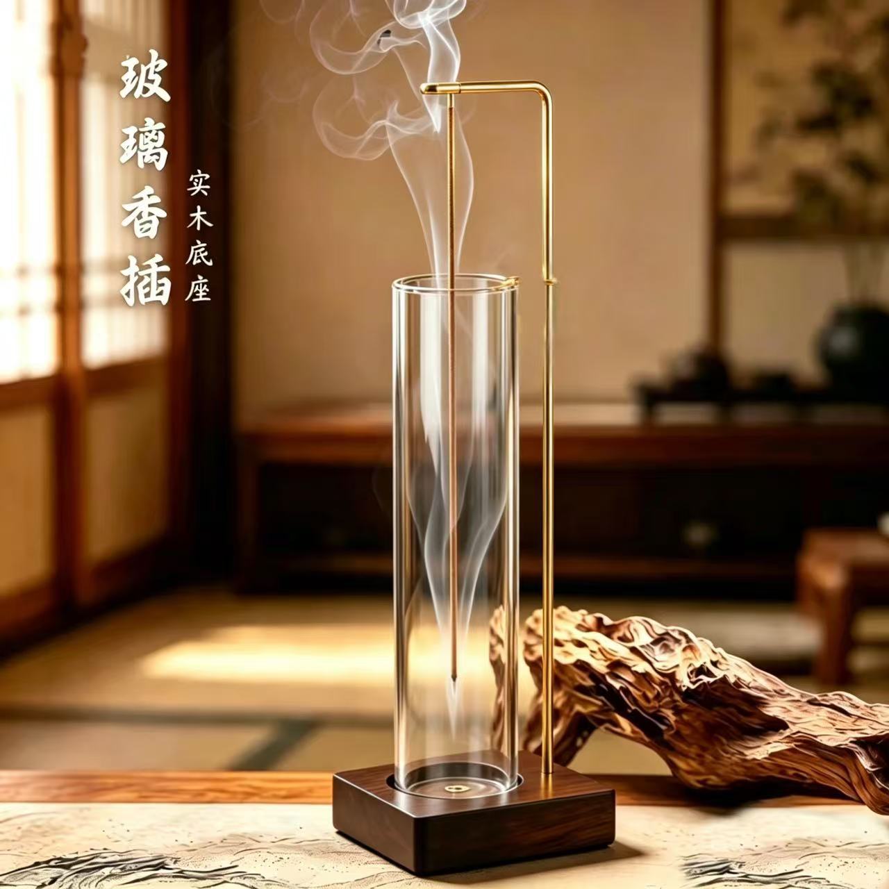 木质香熏架倒流香炉黄铜香插线香炉办茶桌公家居室内摆件厂家直供