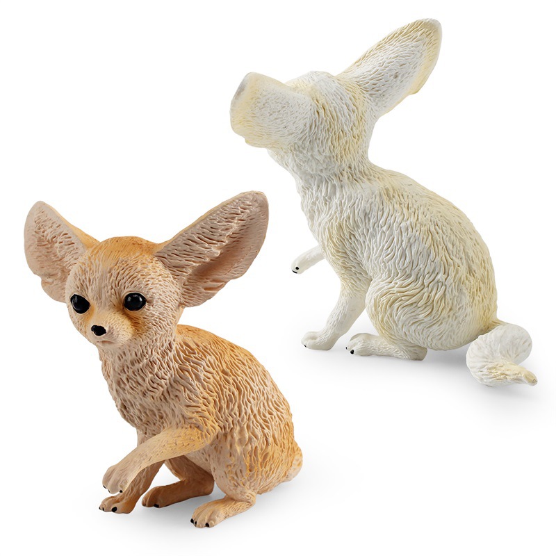 Modelo animal de bosque de simulación transfronteriza oreja grande zorro aurícula zorro desierto zorro estática decoración de escritorio juguete