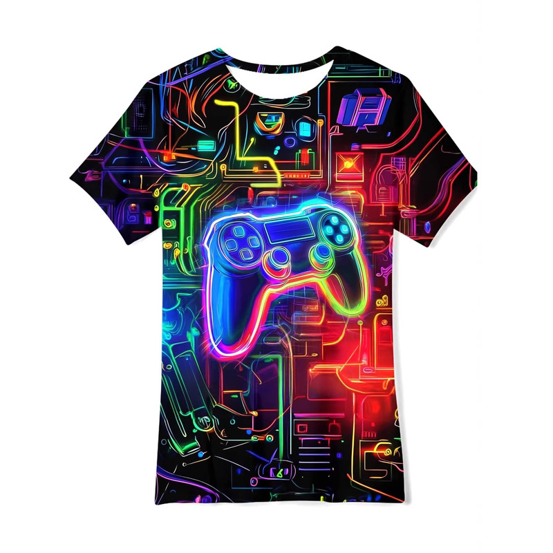 Boys and Girls Neon Shirts Short-Sleeved Cool 3D Graphic Print Neon Game Summer T-Shirt Tops Suitable for Boys and Girls Neon Shirts Short-Sleeved Cool 3D Graphic Print Neon Game Summer T-Shirt Tops Suitable for