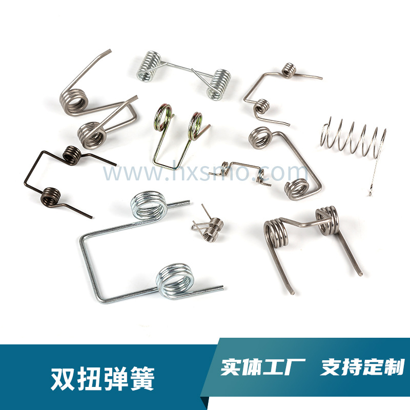 批发异形双钩扭转弹簧五金电器双扭力大小线径不锈钢夹耳扭簧异型