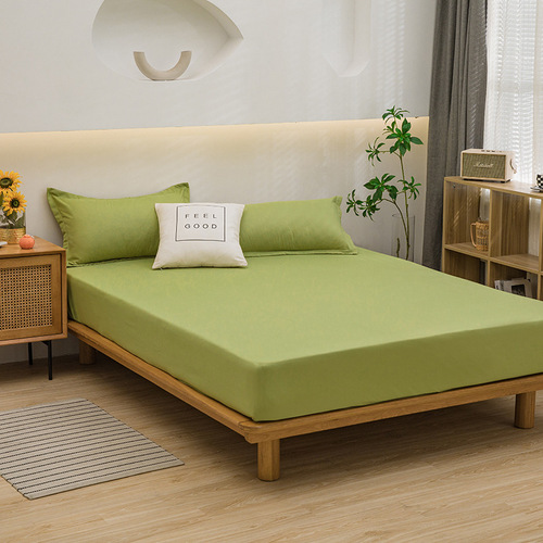Japanese-style solid color washed cotton bed canopy three-piece set single sheet mattress dustproof protector single bed cover factory wholesale