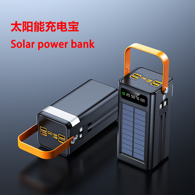 Nuevo tesoro de carga solar de 100000 mAh de capacidad súper grande con cable de carga súper rápida fuente de alimentación móvil al aire libre